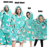 Winter Extra Long Hoodies for Women Homewear Adult Cartoon Sweatshirt Big Pocket Pullover Soft Cosy Wearable Oversized Blankets