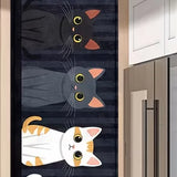 Cat Stripe Cartoon Kitchen Mats Non-Slip Runner Rugs with Playful Cat for Home, Bathroom, and Laundry Room Decor, Bathroom Decor