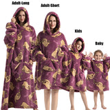 Winter Extra Long Hoodies for Women Homewear Adult Cartoon Sweatshirt Big Pocket Pullover Soft Cosy Wearable Oversized Blankets