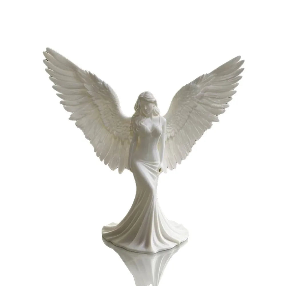Light Luxury 3D Printed Angel Goddess Healing Ornament Pure White Wings Desktop Decoration Home Craft Art Gift For Peace
