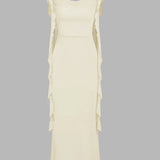 Sensational Dress Backless Spaghetti Strap Dress Monochrome Adjustable Sash Dress Lightweight Summery Bohemian Dresses