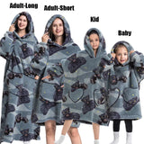 Winter Extra Long Hoodies for Women Homewear Adult Cartoon Sweatshirt Big Pocket Pullover Soft Cosy Wearable Oversized Blankets