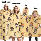 Winter Extra Long Hoodies for Women Homewear Adult Cartoon Sweatshirt Big Pocket Pullover Soft Cosy Wearable Oversized Blankets