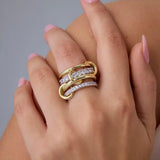 Stacking ring set styled on the finger