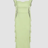 Sensational Dress Backless Spaghetti Strap Dress Monochrome Adjustable Sash Dress Lightweight Summery Bohemian Dresses