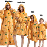 Winter Extra Long Hoodies for Women Homewear Adult Cartoon Sweatshirt Big Pocket Pullover Soft Cosy Wearable Oversized Blankets