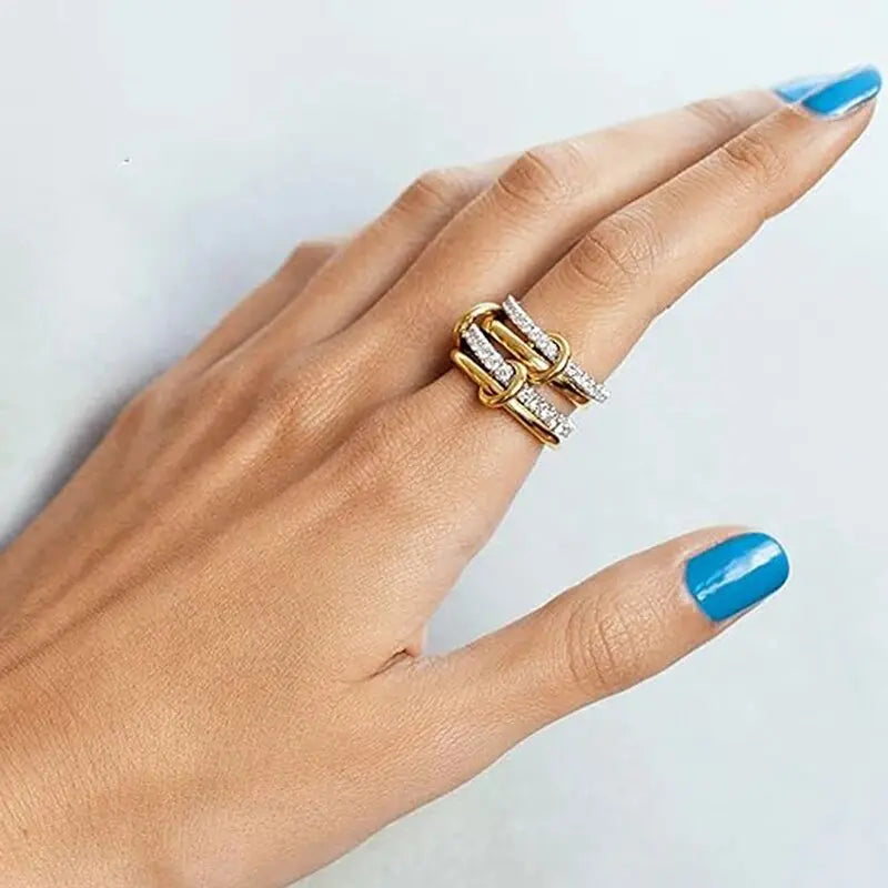 Pave cubic zirconia detail on the stacking bands