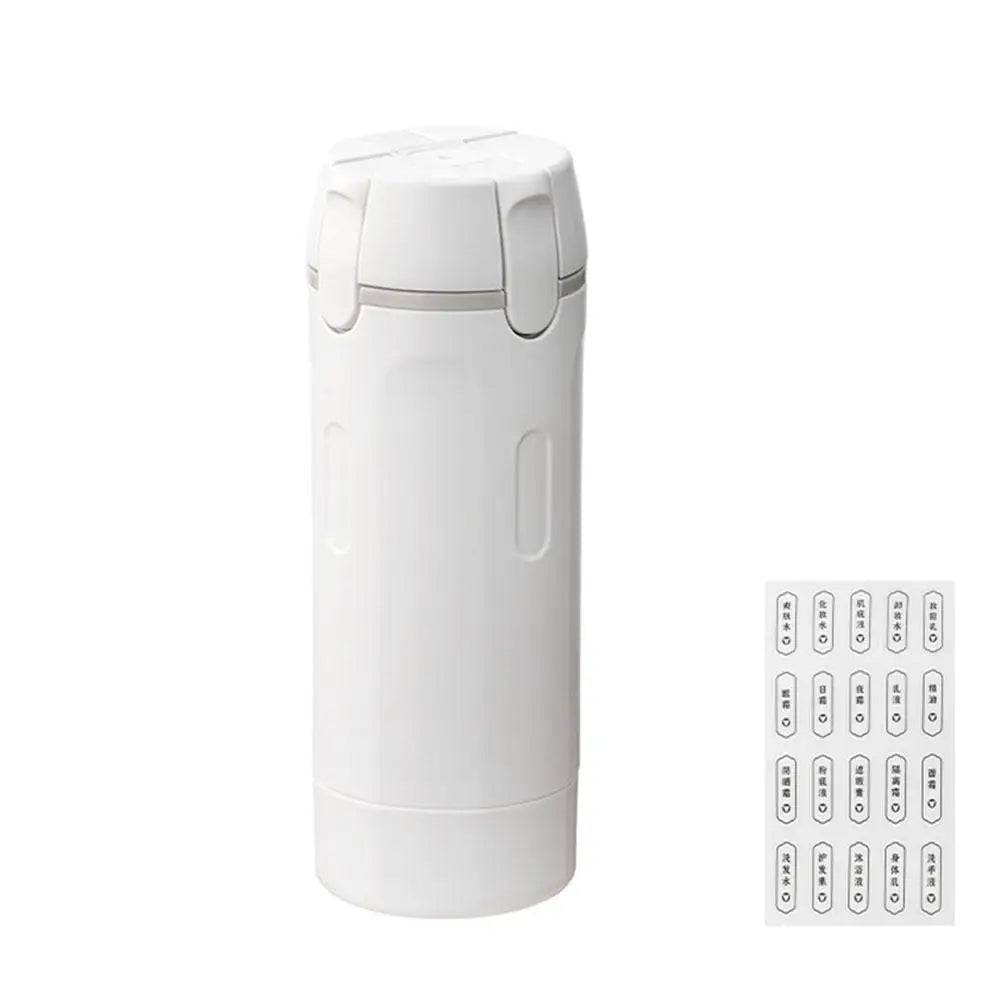 4-in-1 travel bottle set in white with label sheet