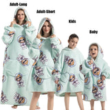 Winter Extra Long Hoodies for Women Homewear Adult Cartoon Sweatshirt Big Pocket Pullover Soft Cosy Wearable Oversized Blankets