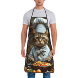 Gangsta Chef Cat Cooking Chicken Leg Apron  Barbecue Manicure Kitchen Accessories Cute Household Aprons without Pocket