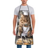 Gangsta Chef Cat Cooking Chicken Leg Apron  Barbecue Manicure Kitchen Accessories Cute Household Aprons without Pocket