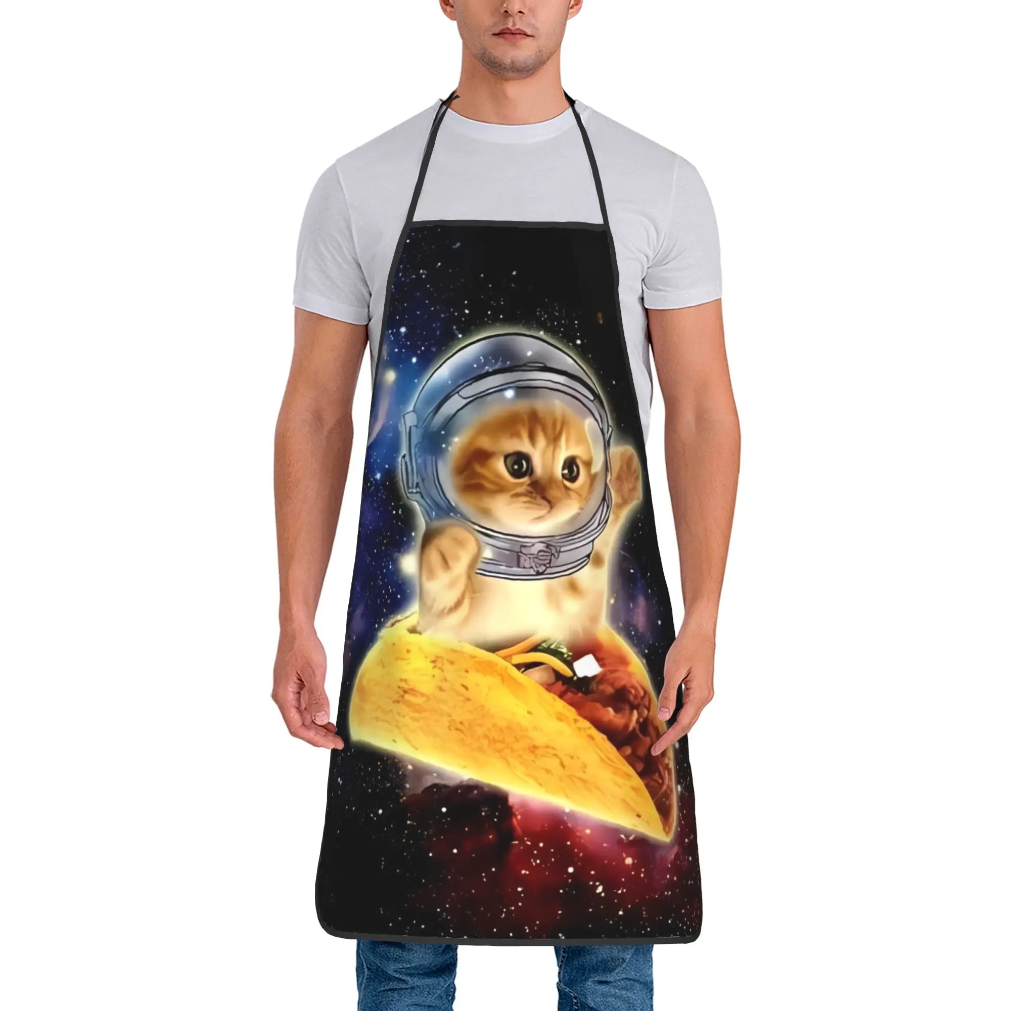 Gangsta Chef Cat Cooking Chicken Leg Apron  Barbecue Manicure Kitchen Accessories Cute Household Aprons without Pocket