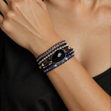 Natural Black Onyx Beaded Wrap Bracelet