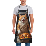 Gangsta Chef Cat Cooking Chicken Leg Apron  Barbecue Manicure Kitchen Accessories Cute Household Aprons without Pocket