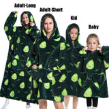 Winter Extra Long Hoodies for Women Homewear Adult Cartoon Sweatshirt Big Pocket Pullover Soft Cosy Wearable Oversized Blankets