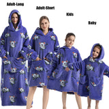 Winter Extra Long Hoodies for Women Homewear Adult Cartoon Sweatshirt Big Pocket Pullover Soft Cosy Wearable Oversized Blankets