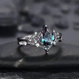 Gun Black Sapphire Zirconia Ring Set