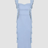 Sensational Dress Backless Spaghetti Strap Dress Monochrome Adjustable Sash Dress Lightweight Summery Bohemian Dresses
