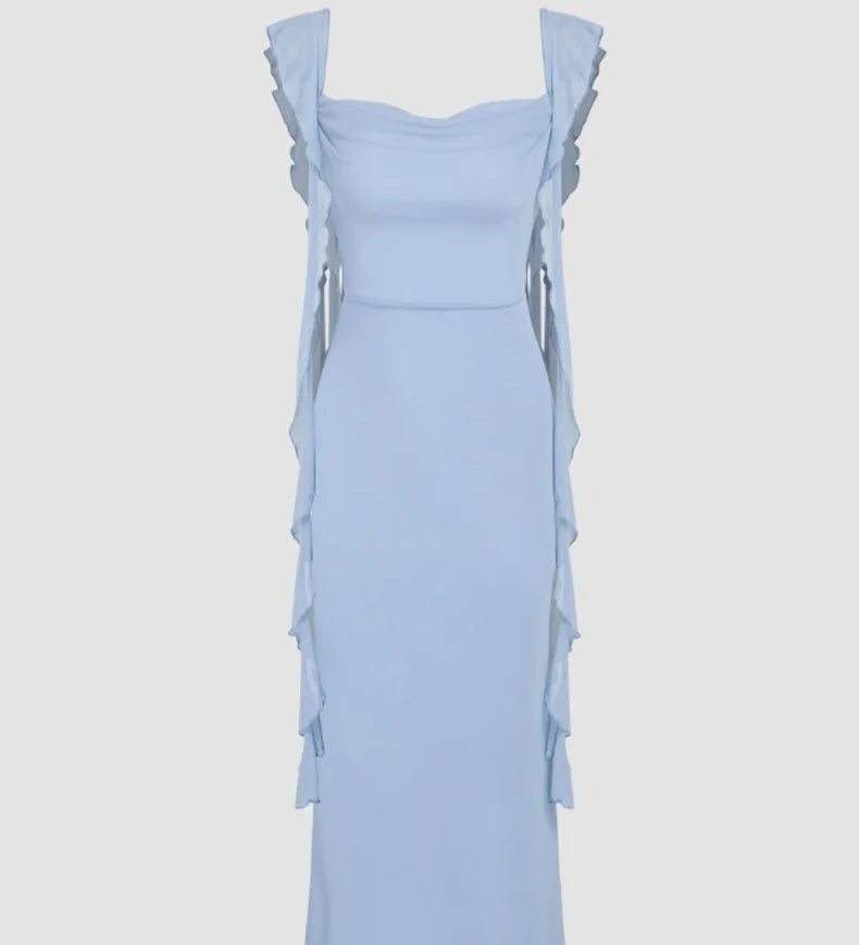 Sensational Dress Backless Spaghetti Strap Dress Monochrome Adjustable Sash Dress Lightweight Summery Bohemian Dresses
