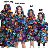 Winter Extra Long Hoodies for Women Homewear Adult Cartoon Sweatshirt Big Pocket Pullover Soft Cosy Wearable Oversized Blankets