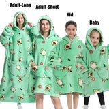 Winter Extra Long Hoodies for Women Homewear Adult Cartoon Sweatshirt Big Pocket Pullover Soft Cosy Wearable Oversized Blankets
