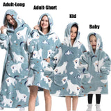 Winter Extra Long Hoodies for Women Homewear Adult Cartoon Sweatshirt Big Pocket Pullover Soft Cosy Wearable Oversized Blankets