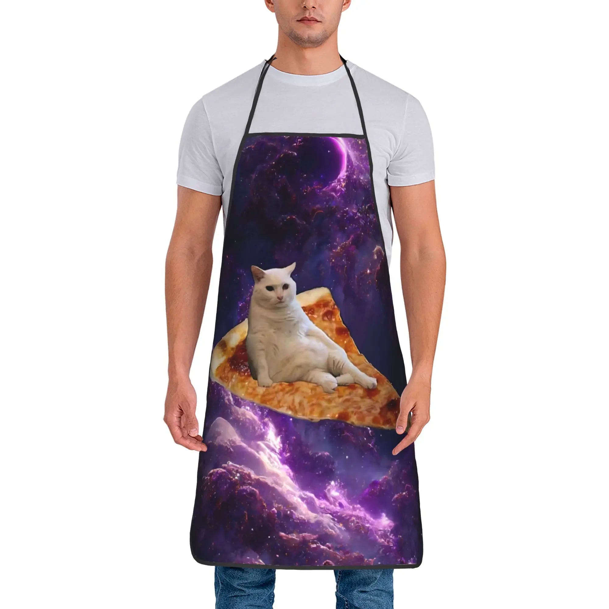 Gangsta Chef Cat Cooking Chicken Leg Apron  Barbecue Manicure Kitchen Accessories Cute Household Aprons without Pocket