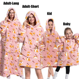 Winter Extra Long Hoodies for Women Homewear Adult Cartoon Sweatshirt Big Pocket Pullover Soft Cosy Wearable Oversized Blankets