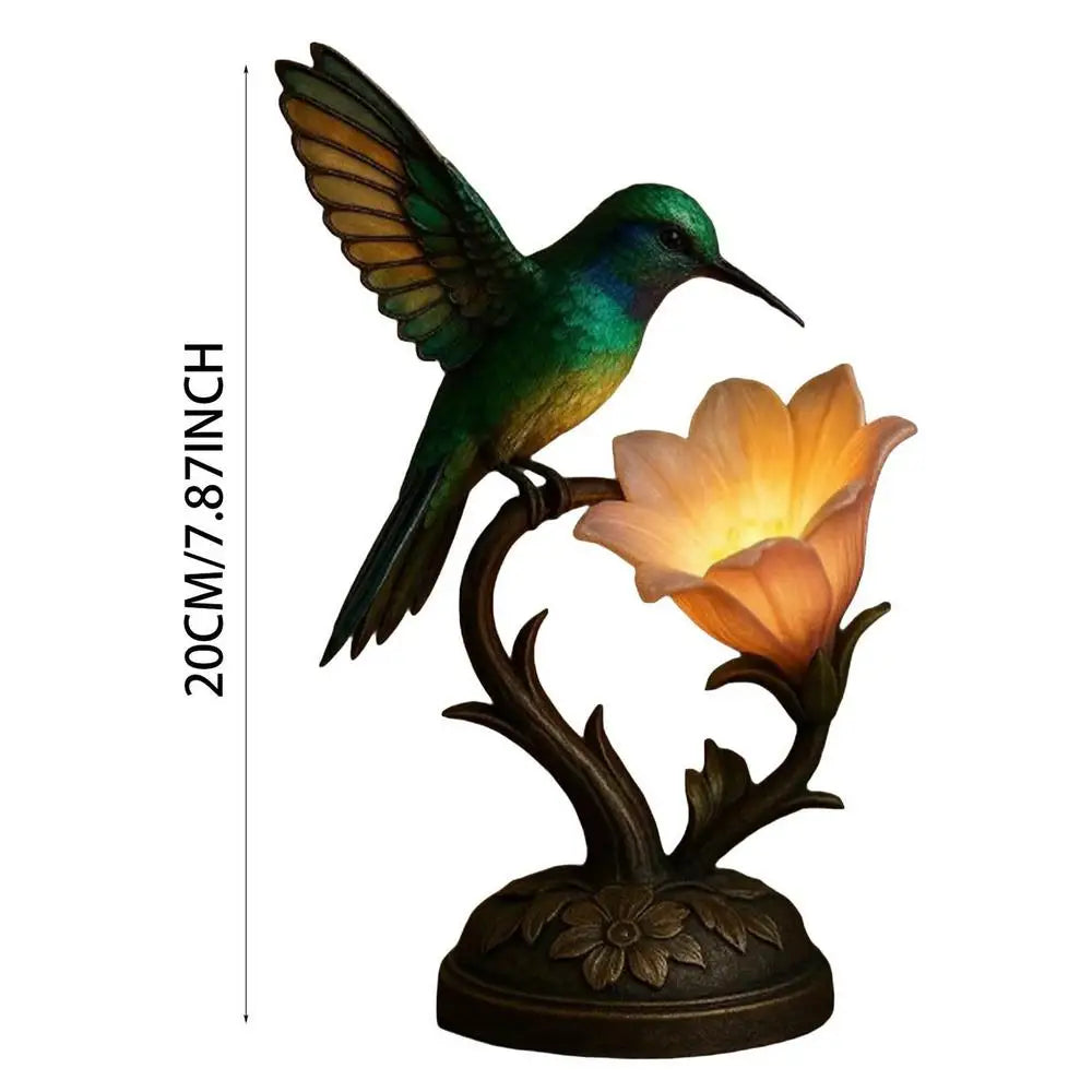 Floral Lamp Vintage Warm Ambiance Lighting Hummingbird Lamp Desk Light Table Decor for Bedside Nightstand Bedroom Study Office