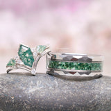 Green Moss Agate Wedding Band in Tungsten Carbide (8mm)