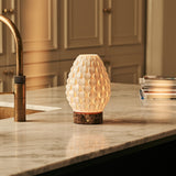Serena Dark Brown – Emperdor Dark Marble Rechargeable Table Lamp with Porcelain