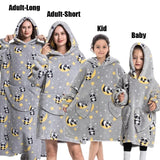 Winter Extra Long Hoodies for Women Homewear Adult Cartoon Sweatshirt Big Pocket Pullover Soft Cosy Wearable Oversized Blankets