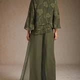 Straight Leg Pant With Chiffon Split Leg Overlay