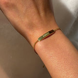 Personalised Matching Set 3cm Letter Bar & Engraved Bracelet in Gold
