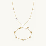 Trinity Infinity Necklace & Bracelet Matching Set Gold