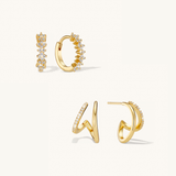 Pavé Layered Hoops & Flora Crystal Hoops Set in Gold