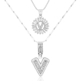 2pc 14k Diamond Letter Initial Necklaces