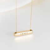 3cm Letter Bar Necklace in Gold Horizontal