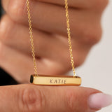 Personalised Matching Set 3cm Letter Bar & Engraved Bracelet in Gold