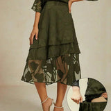 Floral Chiffon Midi Skirt