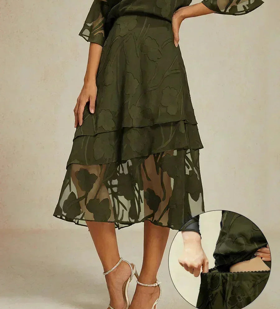 Floral Chiffon Midi Skirt