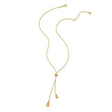 Adjustable Pull Droplet Lariat Necklace and Earrings