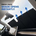 Press once and the shade opens instantly