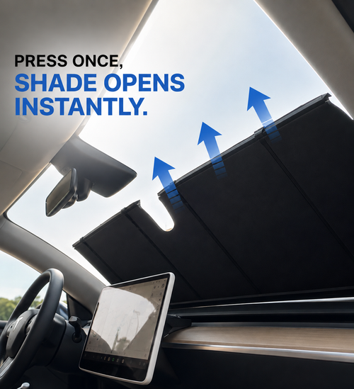 Press once and the shade opens instantly