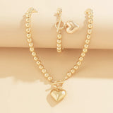 2pc Beaded Heart Pendant Bracelet and Necklace Set