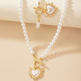 2pc Beaded Heart Pendant Bracelet and Necklace Set