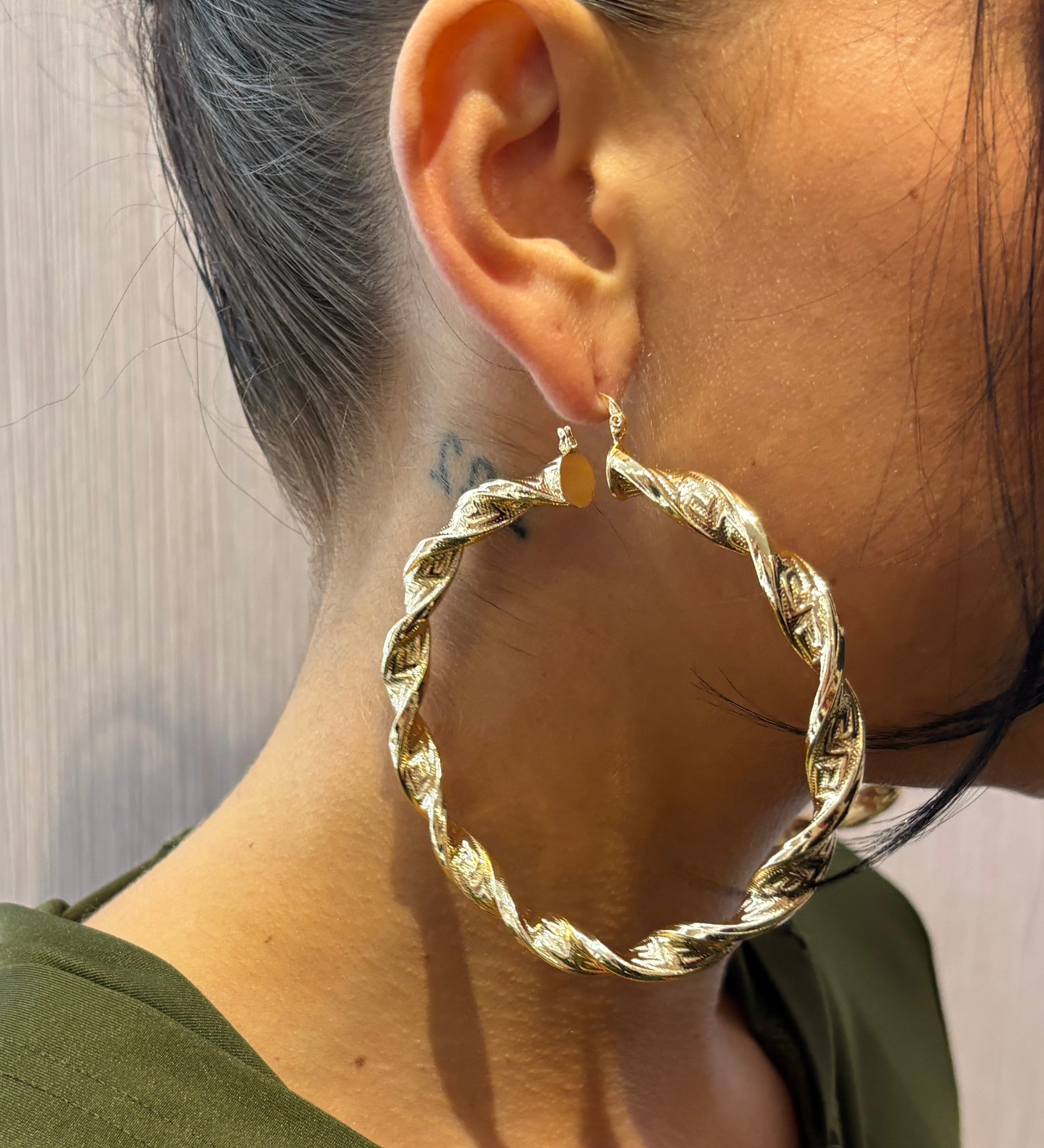 9ct Gold Filled Twist Hoop Earrings - Multiple Sizes