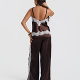 Brown Satin Lace Mix Trousers