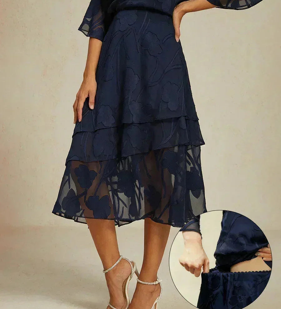 Floral Chiffon Midi Skirt