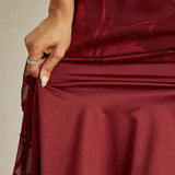 Ruffle Flutter Lace Maxi Dress